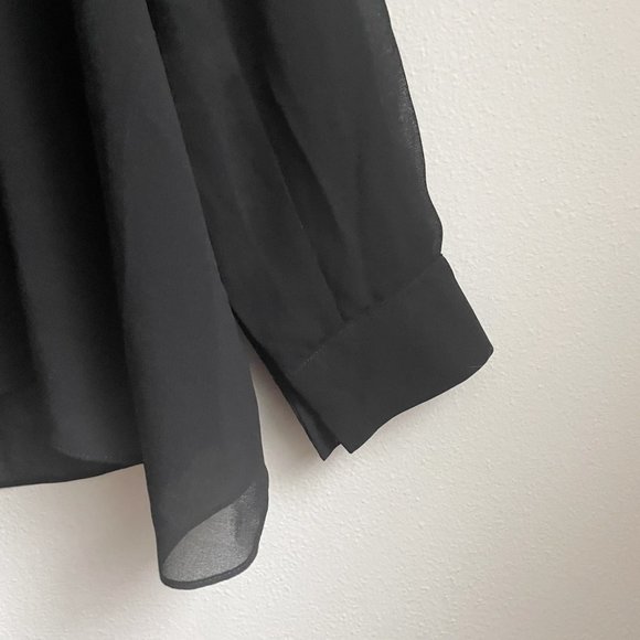 NWOT Soft Surrounding Black Sheer Asymmetrial Tunic Mandarin Collar Size PS - Picture 4 of 6